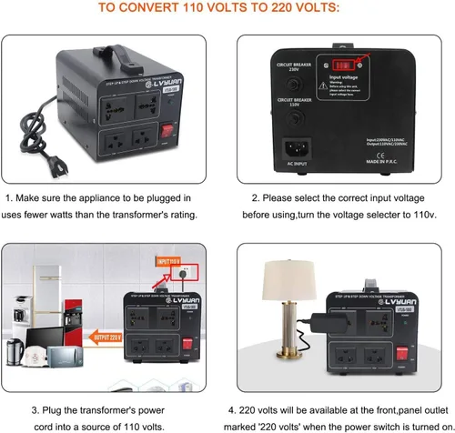 Miniatura 7 de Cantonape Convertidor de transformador de voltaje de 800 vatios de aumento y bajada de 110-120 voltios a 220-240 voltios y de 220-240 voltios a