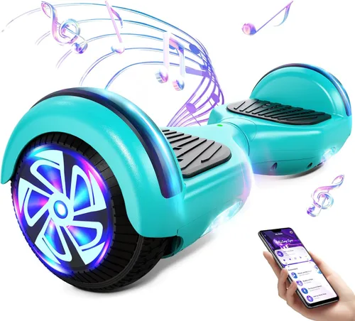 Miniatura 8 de Scooter con luces LED Bluetooth Corlorful, ruedas de 6.5 pulgadas, scooter de motor dual de 300 W para niños, niñas, niños y adultos, todas las Rosa
