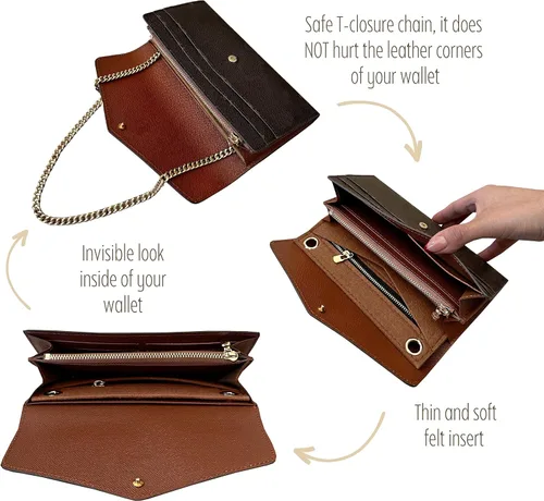 Miniatura 5 de Sarah Wallet Insert Purse Conversion Kit for Sarah Wallet with Gold Chain Sarah Wallet on Chain (90cm Gold Chain - Underarm Fit, Lime)