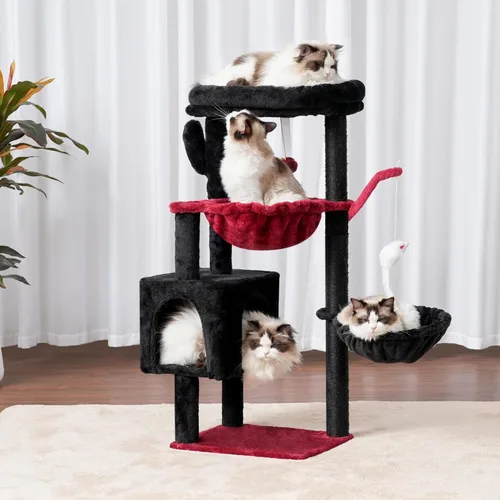 Miniatura 11 de Heybly Árbol para Gatos, Torre Condo de 39.4 Pulgadas con Poste Rascador, Torre para Gatos de Interior, Poste de Sisal Completamente Envuelto