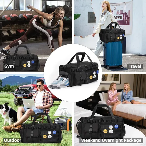 Miniatura 7 de Bolsa de gimnasio para hombres y mujeres con compartimento para zapatos, bolsa de lona convertible y mochilas de gimnasio, bolsa de gimnasio