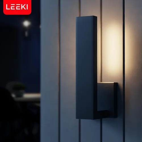 Miniatura 5 de LEEKI - Moderna lámpara exterior - Luminaria exterior en forma de L - 14W 3000K - Antióxido (blanco, 14.5 pulgadas) - Apliques de iluminación