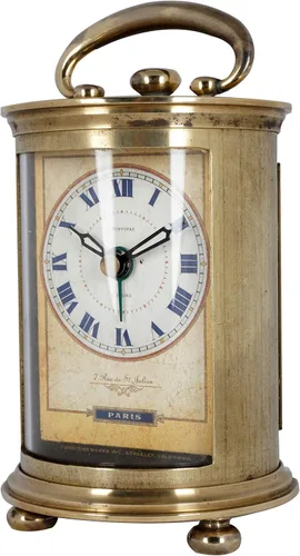 Miniatura 2 de JUSTIME Reloj despertador de mesa analógico coleccionable de latón macizo para regalo, decoración del hogar, funciona con pilas (grande)
