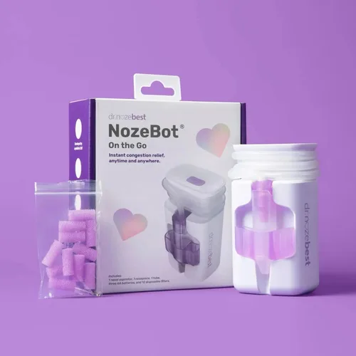 Miniatura 3 de Dr. Noze Best NozeBot On the Go Starter Bundle Aspirador nasal eléctrico para bebés con pieza nasal para recién nacidos y 40 filtros Regalo