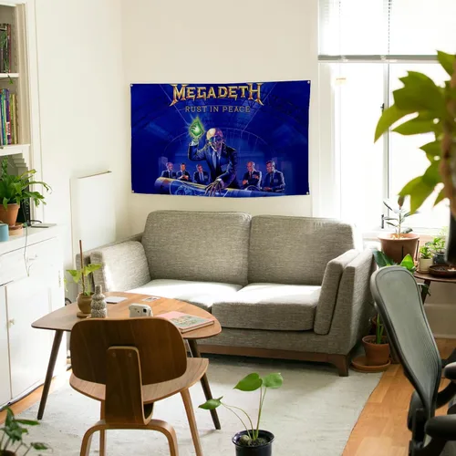 Miniatura 4 de Megadeth Rust in Peace Póster Bandera Divertida Tapiz Musical Estético Decorativo Duradero Tapiz de Pared para Cueva de Hombre Adecuado para Póster