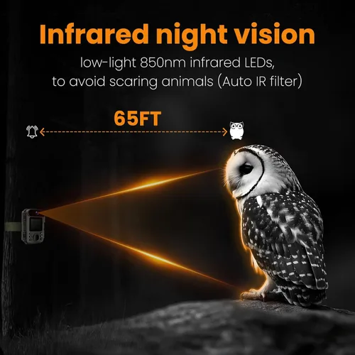 Miniatura 5 de ArzzuNiu Mini cámara de rastro de visión nocturna 32MP 1080P cámara de juego con visión nocturna activada por movimiento impermeable para monitoreo