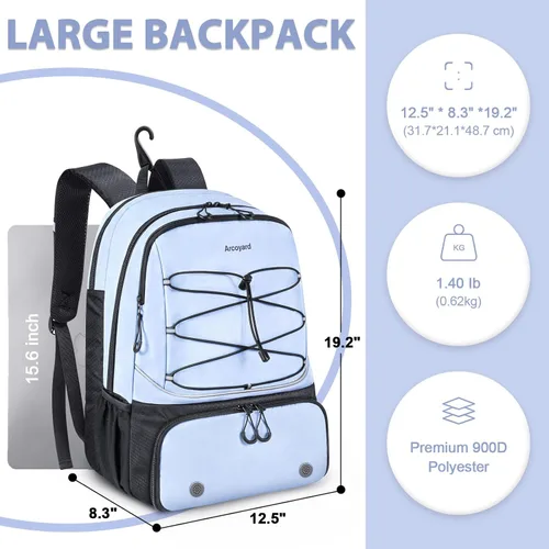 Miniatura 7 de Mochila de Tenis Arcoyard con Capacidad para 2 Raquetas, Bolsas de Tenis Profesionales para Mujeres, Mochila de Tenis con Compartimento Ventilado
