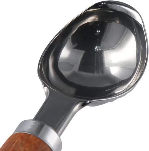 Miniatura 6 de Cuchara de helado de acero inoxidable con mango de madera, cuchara de hielo de metal para congelador, cuchara de galletas de café, accesorios