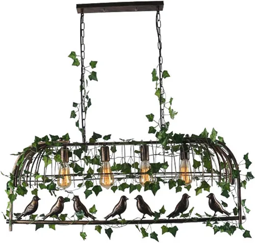 Moderna lámpara colgante industrial ajustable, lámpara retro de hierro negro, lámpara de jaula de pájaros de hierro rural, granja, restaurante,