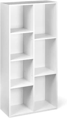 Amazon Basics Estantería organizadora de 7 cubos, almacenamiento para el hogar y la oficina, 9.25 pulgadas de profundidad x 19.49 pulgadas de ancho
