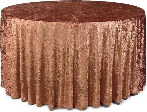 Miniatura 6 de YOUR CHAIR COVERS - Mantel redondo de terciopelo triturado de 120 pulgadas para mesas redondas de 5 pies - Azul polvoriento Azul empolvado