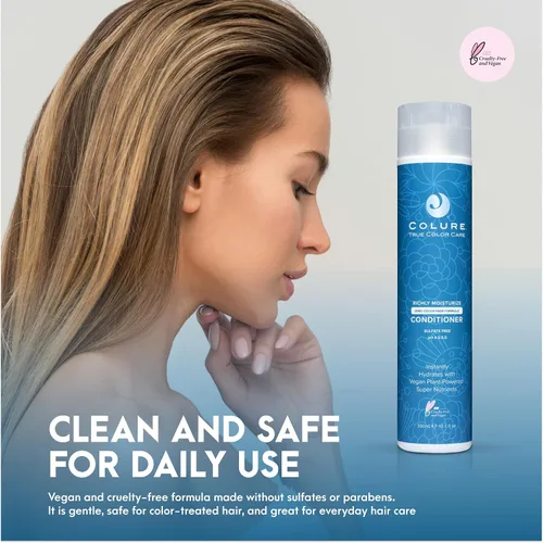 Miniatura 5 de COLURE Acondicionador Richly Moisturize de 10 onzas – Tratamiento ligero de hidratación profunda para el cuidado del color del cabello seco dañado