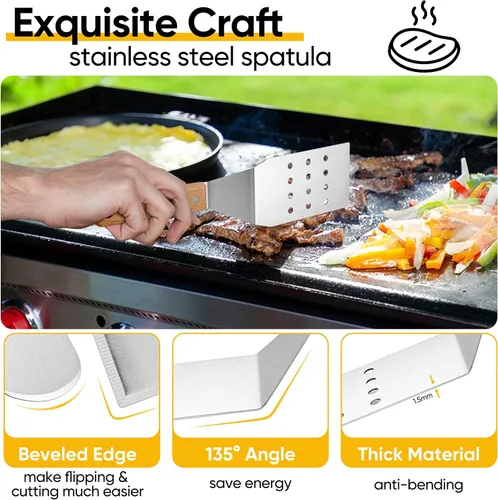 Miniatura 3 de HaSteeL - Juego de 20 accesorios para parrilla, juego de espátulas de metal resistente, herramientas Teppanyaki de acero inoxidable para parte