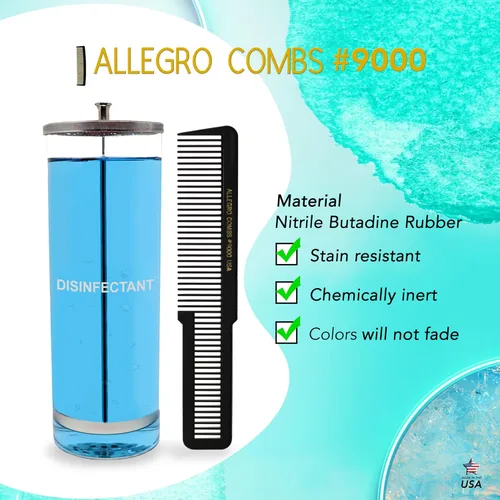 Miniatura 8 de Allegro Combs 9000 Clipper corte mezcla desvanecimiento Peines 6 Pk. (negro)