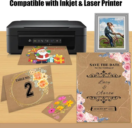 Miniatura 3 de 25 hojas de papel de cartulina marrón de 8.5 x 11 pulgadas, papel grueso de 92 libras para álbumes de recortes, invitaciones, impresión y tarjetas