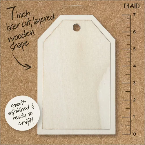 Miniatura 2 de Plaid Superficie sin pintar, forma de capas de 7 pulgadas, perfecta para manualidades de madera sin terminar, 63490, 1 unidad (paquete de 2)