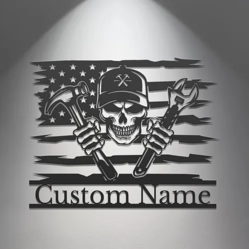 Miniatura 9 de Letrero de metal personalizado para garaje, arte de pared de taller personalizado, decoración mecánica para hombres, día del padre para los amantes