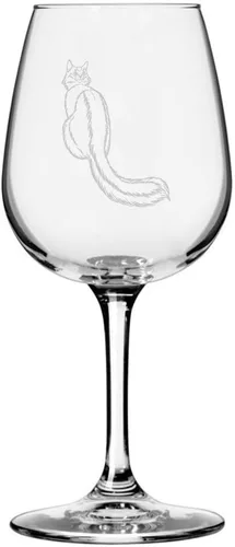 Miniatura 192 de Copa de vino de 12.75 onzas con temática de gato abisinio grabada para todo uso