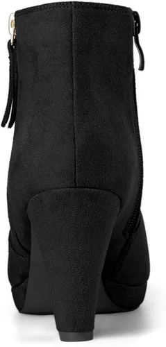 Miniatura 4 de Allegra K Botines de tacón grueso con cremallera lateral para mujer