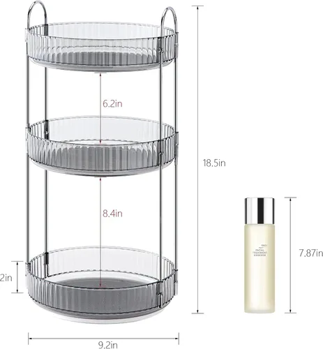 Miniatura 4 de INVSSENE Organizador de maquillaje giratorio de 360°, estante giratorio de maquillaje de baño, estante giratorio de gran capacidad para cosméticos