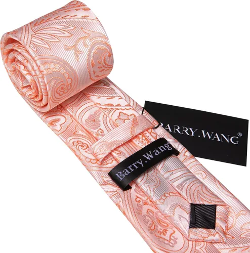 Miniatura 98 de Barry.Wang - Juego de corbata de seda para hombre, diseño de cachemira, pañuelo y gemelos de bolsillo