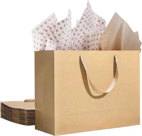 Miniatura 11 de Bolsas de regalo negras extragrandes de 15.7 pulgadas para regalos con papel de seda y asas de cinta para compras, pequeñas empresas, fiestas