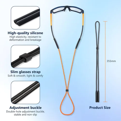 Miniatura 4 de 80Days Correa ajustable para gafas: Retenedor de nylon para gafas y gafas de sol con agarres de silicona, ajuste seguro