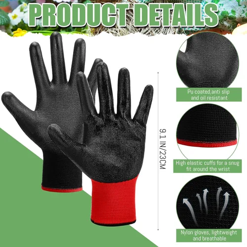 Miniatura 3 de Xtinmee 100 pares de guantes de seguridad de trabajo a granel con revestimiento de poliuretano sin costuras para hombres, mecánicos, carpintería