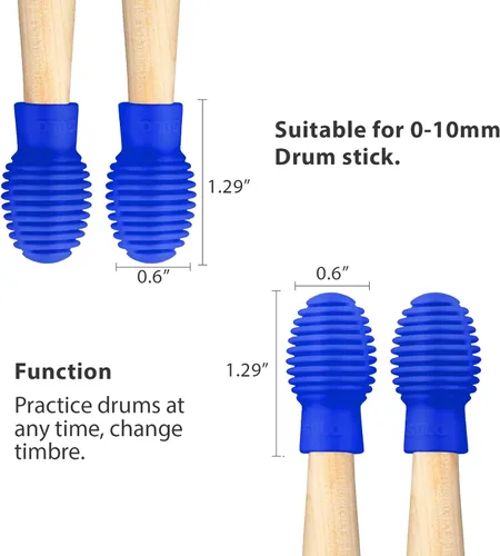 Miniatura 2 de 4 piezas de tambor silenciador de tambor de silicona para baqueta, consejos de práctica silenciosos, accesorio de percusión, repuesto para silencio