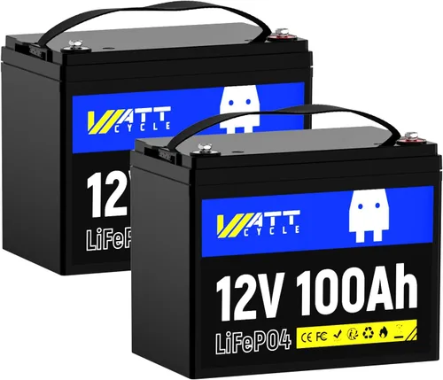 Miniatura 12 de WattCycle Batería de Ciclo Profundo LiFePO4 de 12V 100Ah - Grupo BCI 24, 15000 Ciclos, BMS 100A, Protección -4℉ para RV Boondocking, Carrito