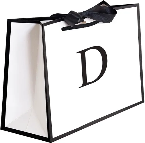 Miniatura 23 de QLSKO - Bolsa de regalo inicial con lazo de cinta, bolsa de papel horizontal personalizada, bolsa de regalo con monograma para cumpleaños
