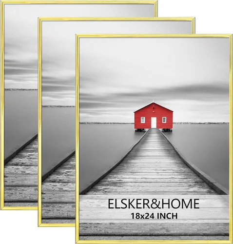 Miniatura 15 de ELSKER&HOME 18x24 Marco para Póster 3 Pack, Marco Plateado para Montaje Horizontal o Vertical en la Pared, Resistente y a Prueba de Arañazos