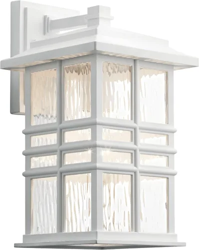 Miniatura 12 de Kichler Beacon 49829BKT - Lámpara de pared cuadrada de 12 pulgadas para exteriores con cristal martillado transparente en negro texturizado
