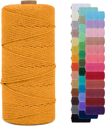 Miniatura 20 de Cuerda de macramé de 0.079 in para 219 yardas, cuerda de algodón natural para manualidades, hilo de cuerda de macramé de colores para colgar
