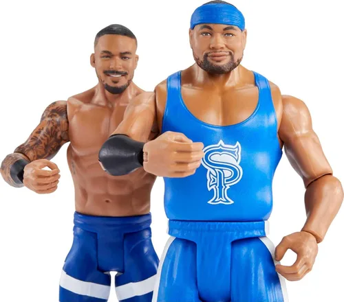 Miniatura 4 de Mattel WWE Championship Showdown - Juego de 2 figuras de acción y accesorios, serie #8 Angelo Dawkins vs Montez Ford Collectible, 6 pulgadas