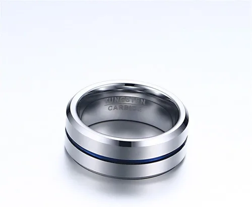 Miniatura 39 de Conjunto de dos anillos de boda para él y para ella, anillos para parejas. Anillos de compromiso para novia en acero inoxidable chapado en oro Blanco