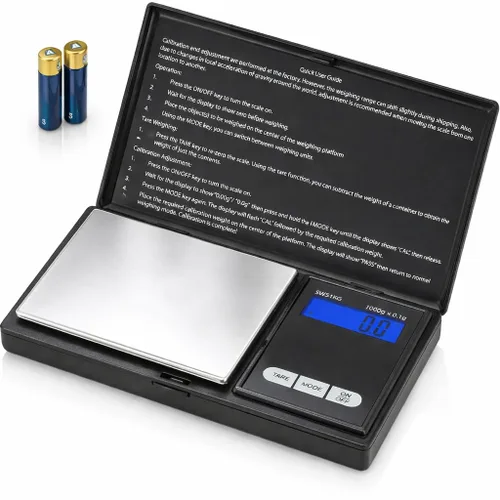 Smart Weigh Báscula digital de bolsillo, precisión de 35.27 oz x 0.00 oz, ideal para joyas, alimentos, hierbas y medicinas, plataforma de acero
