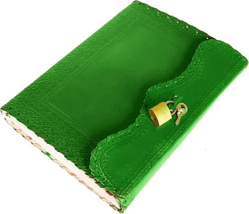Miniatura 2 de jaald Diario de cuero de 10 pulgadas con candado, cuaderno en blanco hecho a mano, bloc de notas para hombres y mujeres, papel sin forro, el mejor