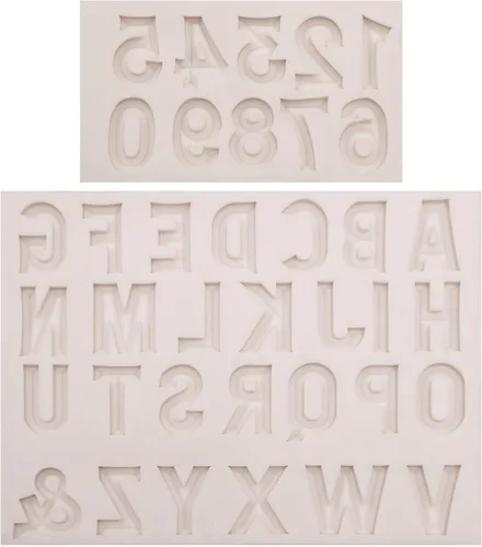 Miniatura 9 de 26 moldes de silicona con letras mayúsculas, 3D del alfabeto número 0-9 moldes de chocolate, para cumpleaños, aniversario, día de San Valentín