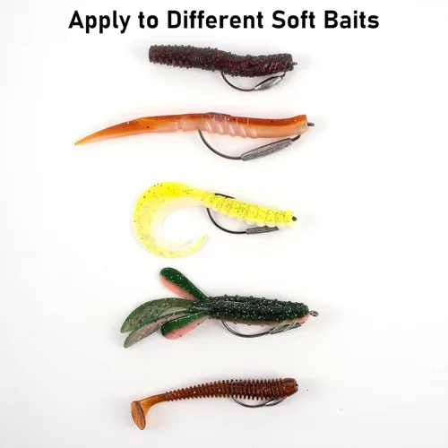 Miniatura 5 de Dr.Fish Paquete de 15 ganchos EWG ponderados con gusano pesado, anzuelos para natación, pesca de lubina, espacio extra ancho para Texas Rig Carolina