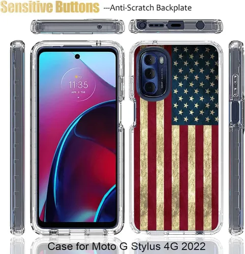 Miniatura 5 de Funda para Moto G Stylus 2022 4G, XT2211 con protector de pantalla de vidrio templado, funda protectora de cuerpo completo con bonito