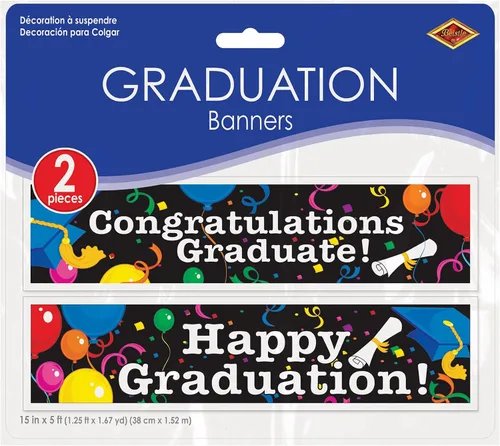 Miniatura 6 de Beistle Paquete de 2 pancartas de graduación, 15 pulgadas por 5 pies