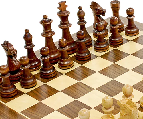 Miniatura 3 de Juego de ajedrez tradicional de madera Staunton - Tablero de ajedrez de madera de 15 pulgadas con 3.75 pulgadas King