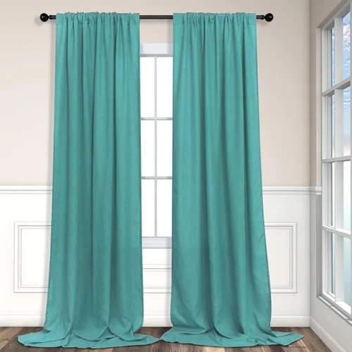 Miniatura 178 de Cortinas de lino gris claro, 2 paneles, presillas traseras, bolsillo para cortinero, semitraslúcidas, ahorran energía, estilo rústico, arpillera