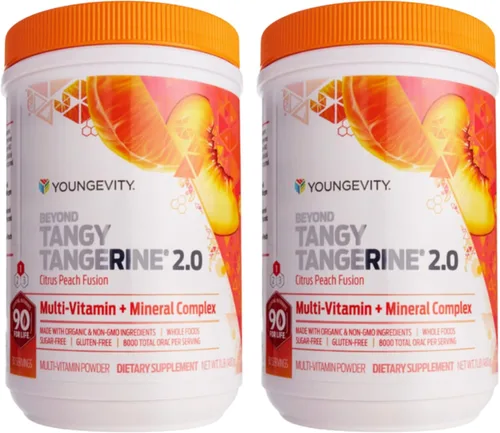 Youngevity Beyond Tangy Tangerine 2.0 Citrus Peach Ultimate Complejo multivitamínico y mineral, hecho con alimentos naturales y integrales, 8,000