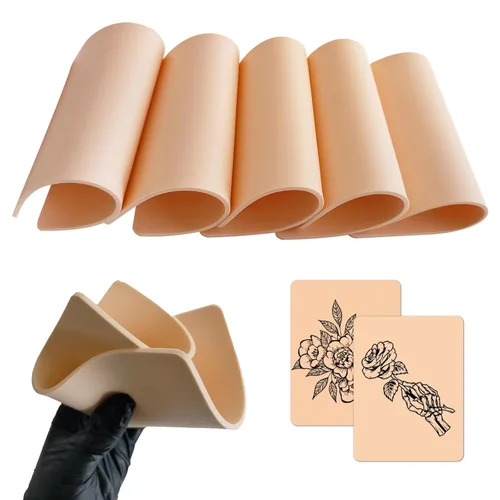 5 piezas de piel falsa de 0.118 pulgadas - Piel de tatuaje de doble cara para practicar tatuajes, piel falsa para principiantes y artistas