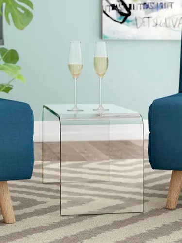 Miniatura 6 de Mesa auxiliar de acrílico transparente transparente con bordes redondeados, mesa pequeña compacta de 18 pulgadas de alto, mesa auxiliar de acrílico
