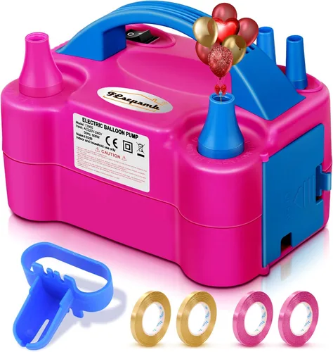 FLSEPAMB Bomba de globo, bomba eléctrica de globo, boquilla doble portátil, bomba de aire eléctrica para globos, 110 V 600 W, inflador eléctrico de
