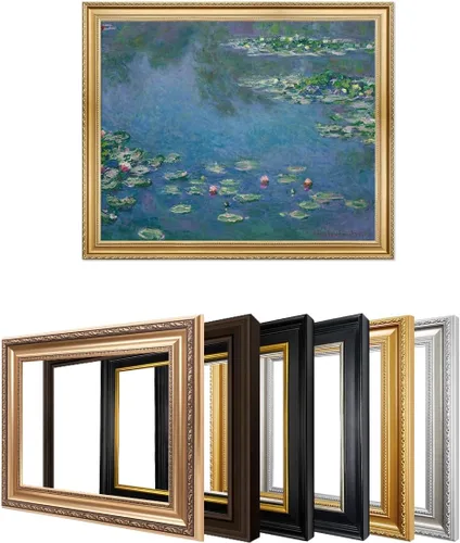 Miniatura 144 de IPIC - Reproducción artística de los lirios de agua de Claude Monet 1906, impresiones giclée coinciden con el marco dorado clásico, arte de pared