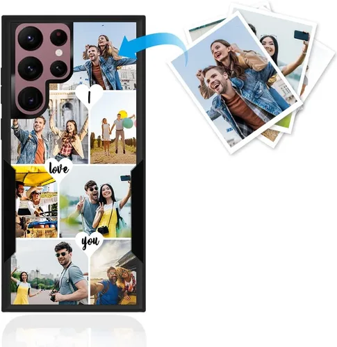 Funda protectora personalizada para Samsung Galaxy S22 Ultra 5G (versión 2022), funda protectora de doble capa resistente con múltiples fotos, a